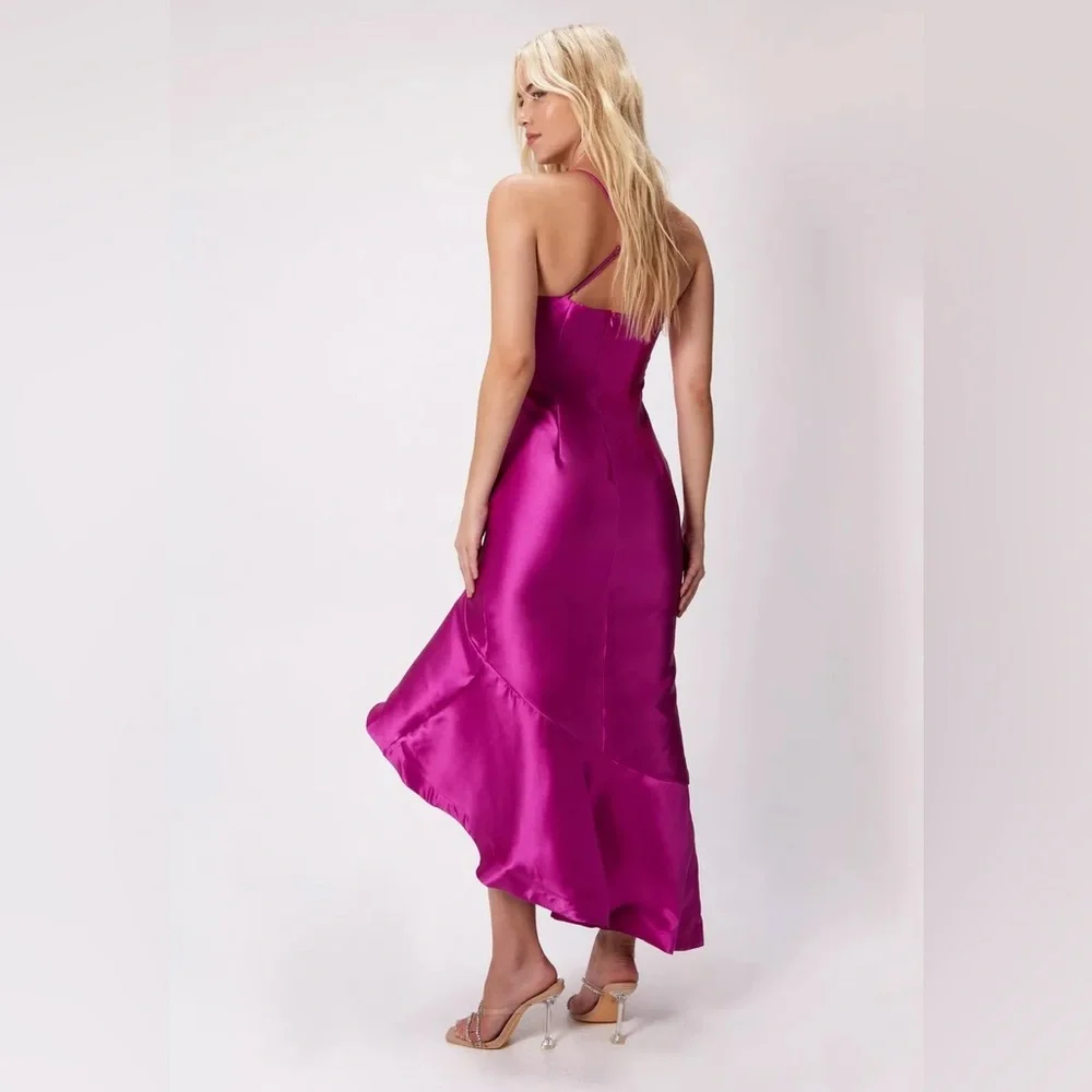 Nasty Gal Structured Twill Ruffle Strappy Midi Dress - Picture 3 of 4